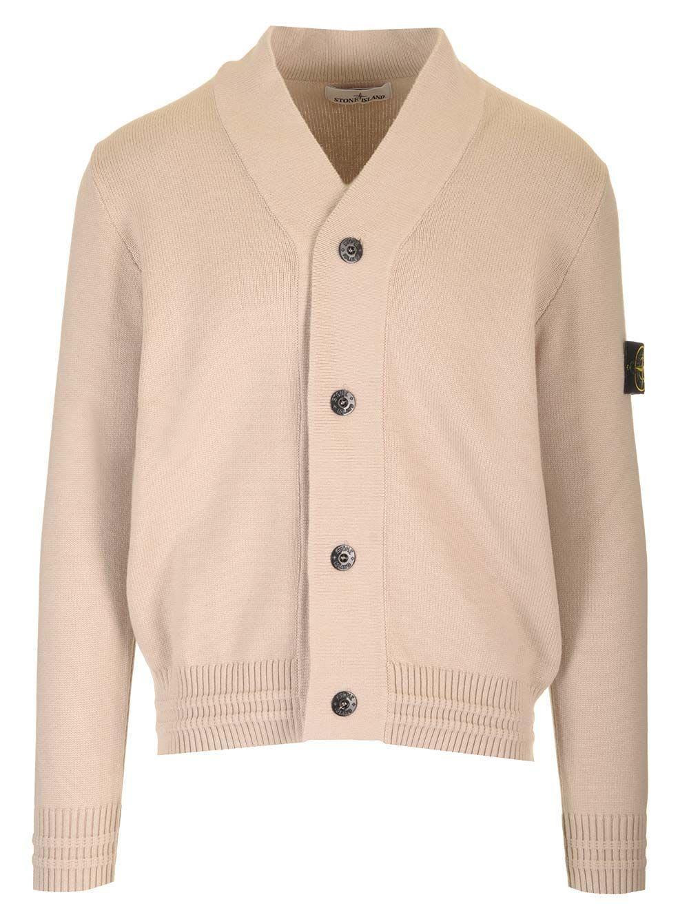 STONE ISLAND Compass-badge Cardigan In Beige Product Image