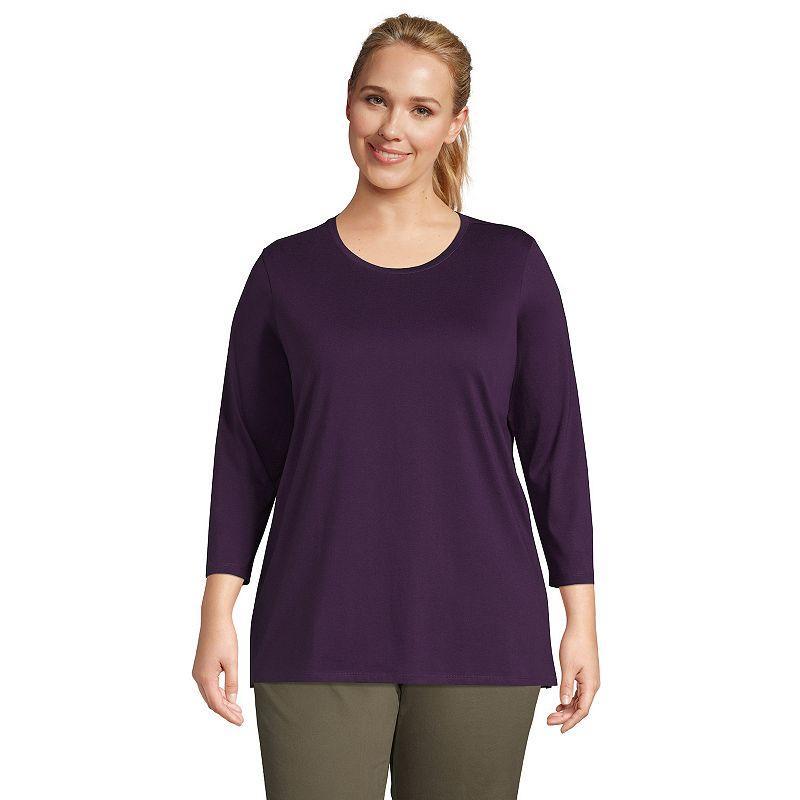 Plus Size Lands End Supima Cotton Relaxed Fit Crewneck Tunic, Womens Radiant Blue Product Image