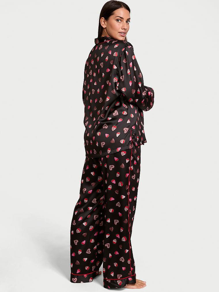 Glazed Satin Heart Long Pajama Set Product Image