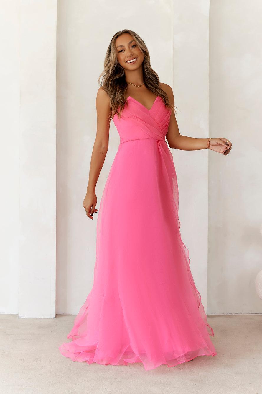 Queen Of The Ball Strapless Maxi Dress Pink Product Image