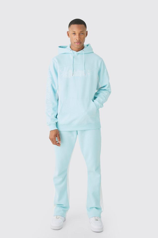 Mens Blue Regular Fit Official Panelled Tracksuit, Blue Product Image