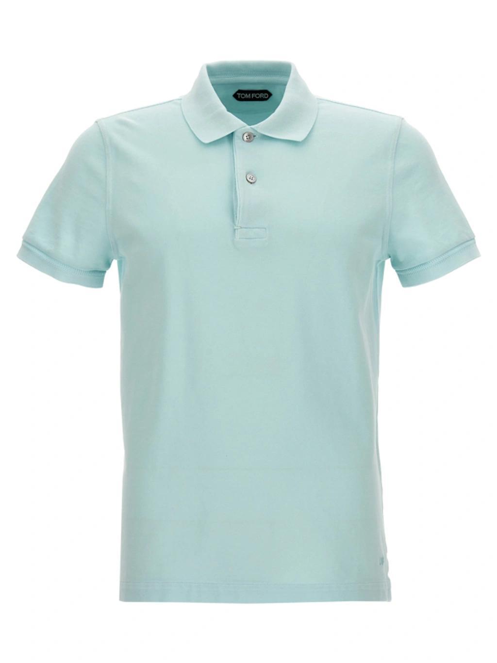 TOM FORD Short-sleeve Polo Shirt In Light Blue Product Image