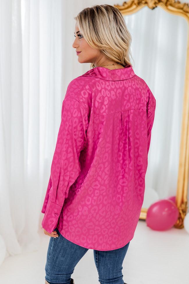 Already Spoken For Pink Leopard Print Satin Blouse FINAL SALE Product Image