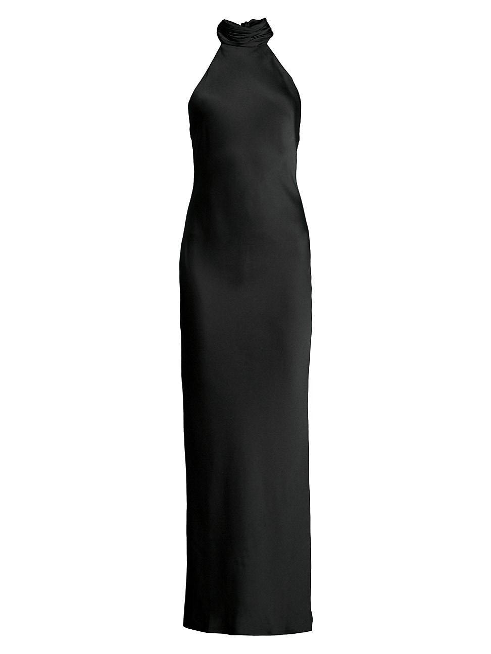 Womens Tatiana High-Neck Satin Gown Product Image