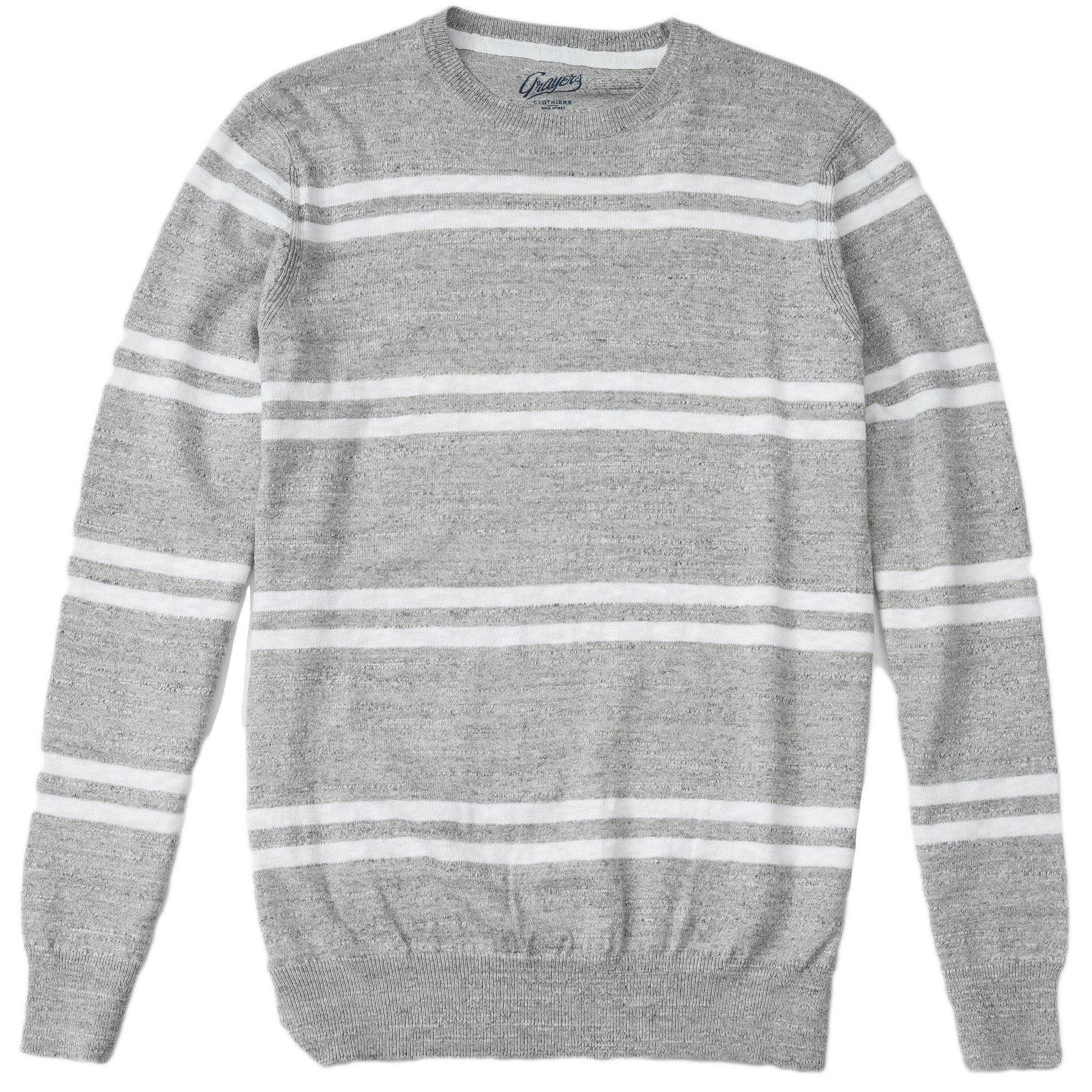 Shore Club Double Stripe Crew - Gray Heather Neutral Stripe Product Image