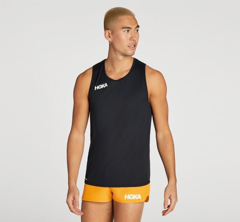 HOKA Mens Glide Singlet Top in Diva Blue, Size Large Product Image