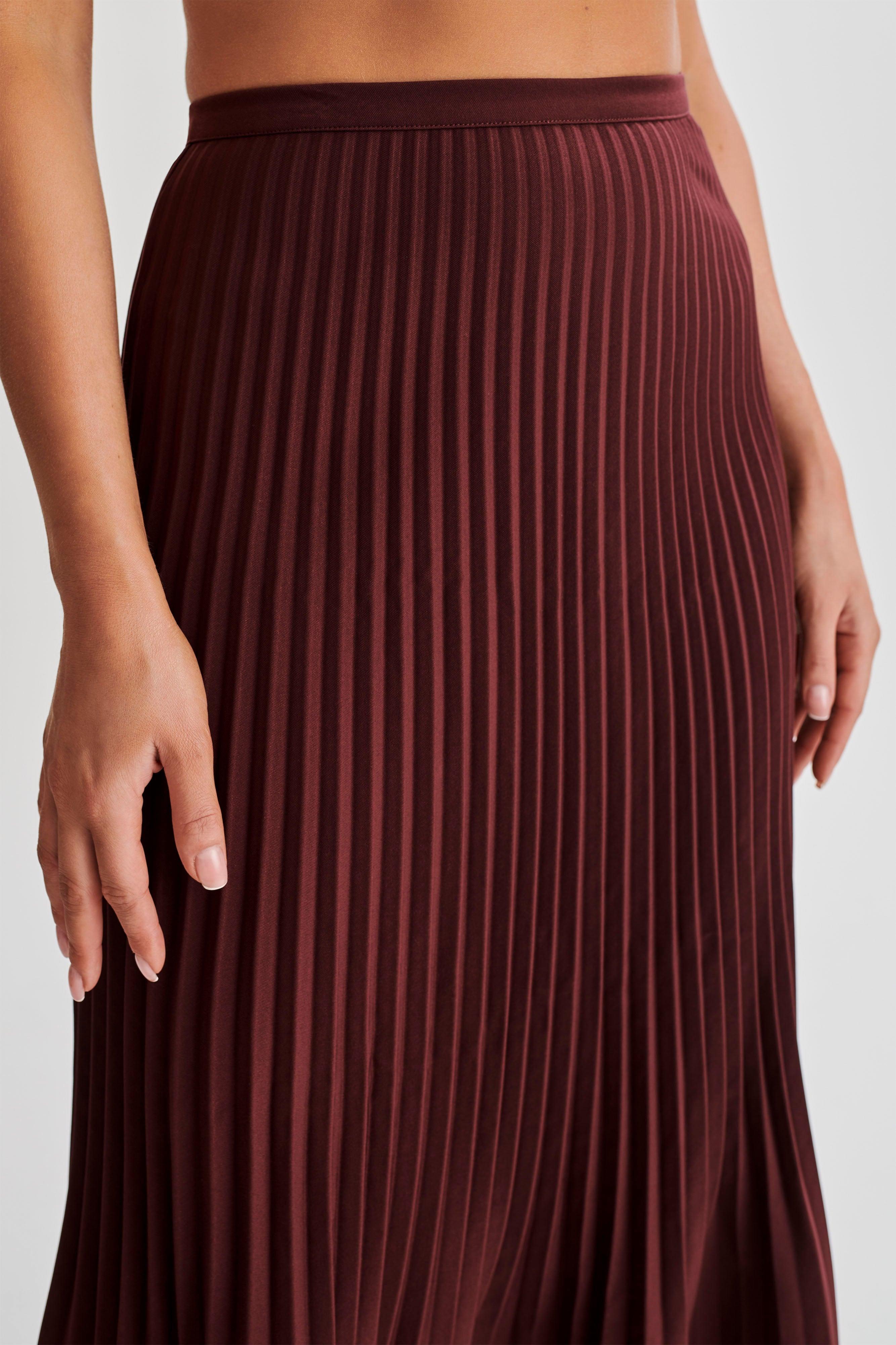 Twyla Pleated Suiting Maxi Skirt - Plum Product Image