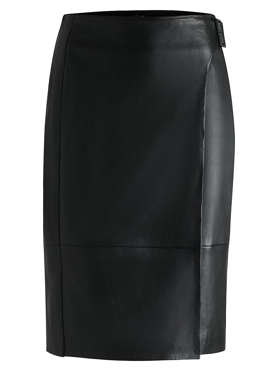 Womens Leather Skirt with Strap Detail Product Image