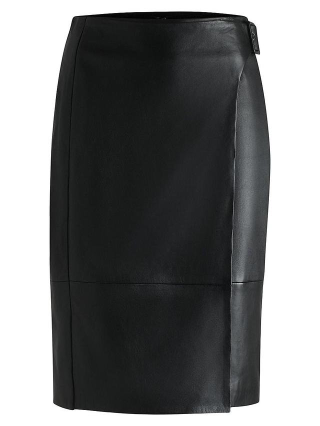 Womens Leather Skirt with Strap Detail Product Image