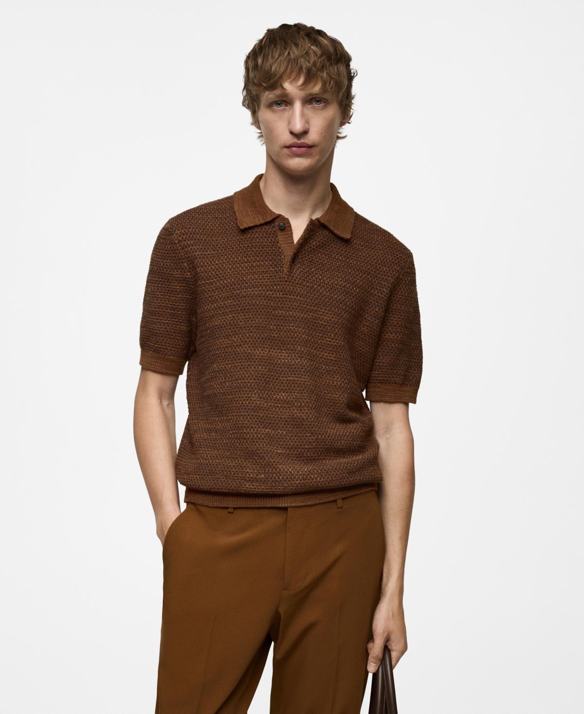 Mango Mens Structured Knit Cotton Polo Product Image