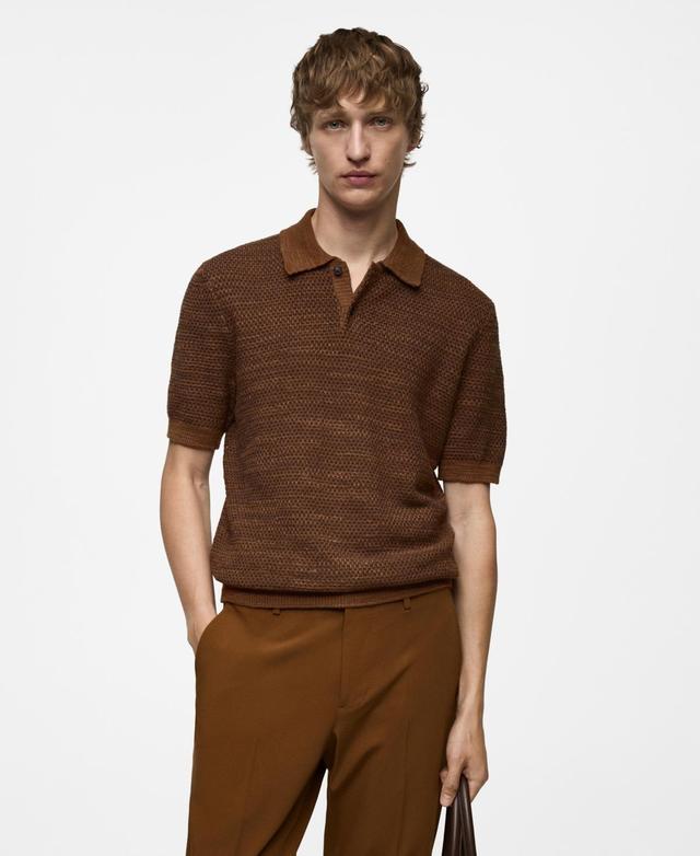 Mango Mens Structured Knit Cotton Polo Product Image