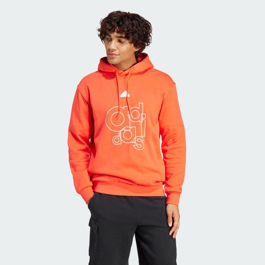 adidas Graphic Print Fleece Hoodie Bright Red L Mens Product Image