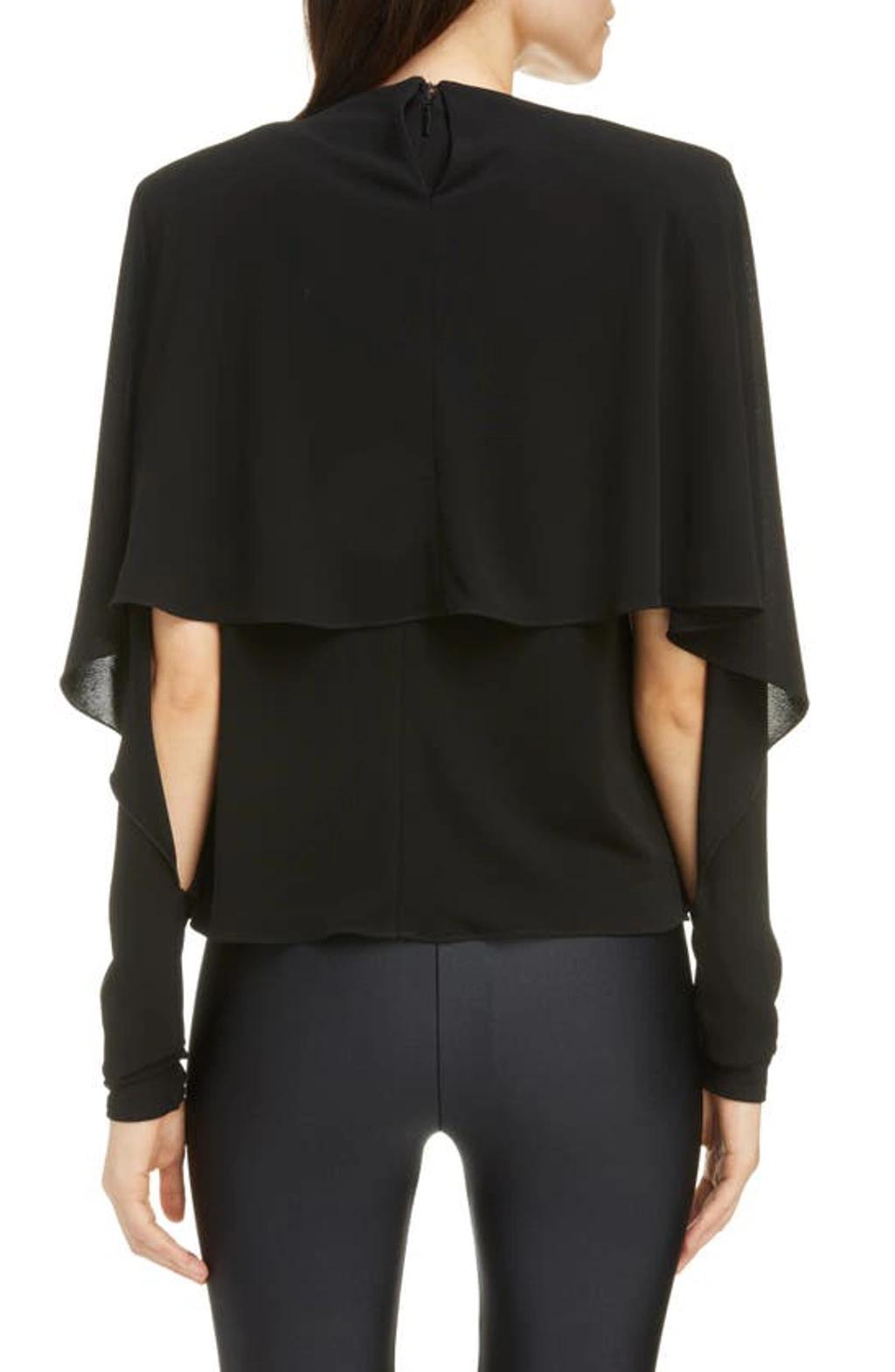 SAINT LAURENT Flower Detail Crepe Jersey Top In Noir Product Image