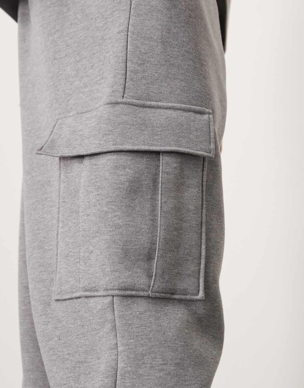 ASOS DESIGN new fit super baggy sweatpants with utility pockets in dark gray heather Product Image