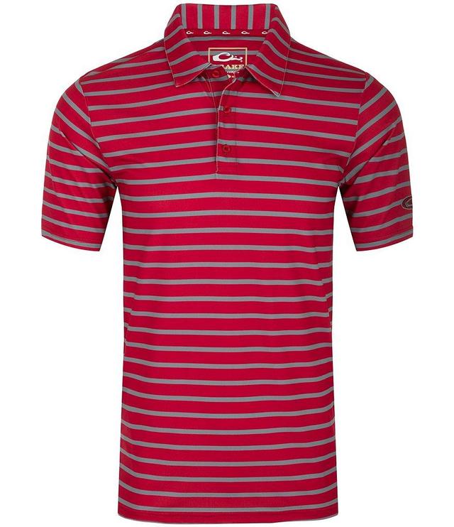 Drake Clothing Co. Short Sleeve Striped Performance Stretch Polo Shirt Product Image