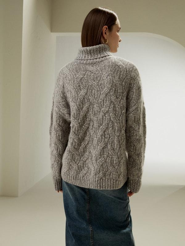 Cable-Knit Cashmere Turtleneck Sweater  Product Image