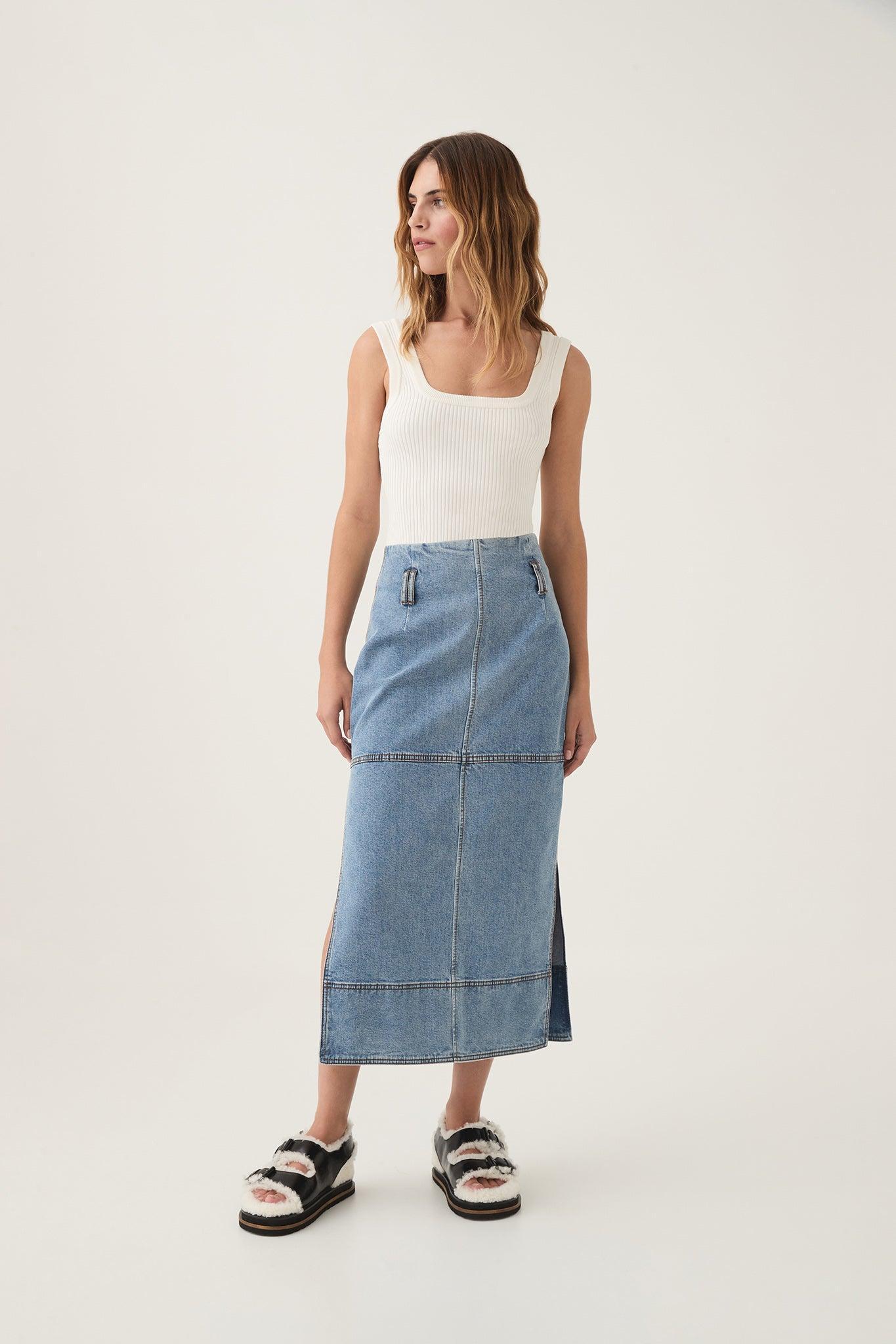 Outline Denim Midi Skirt Product Image