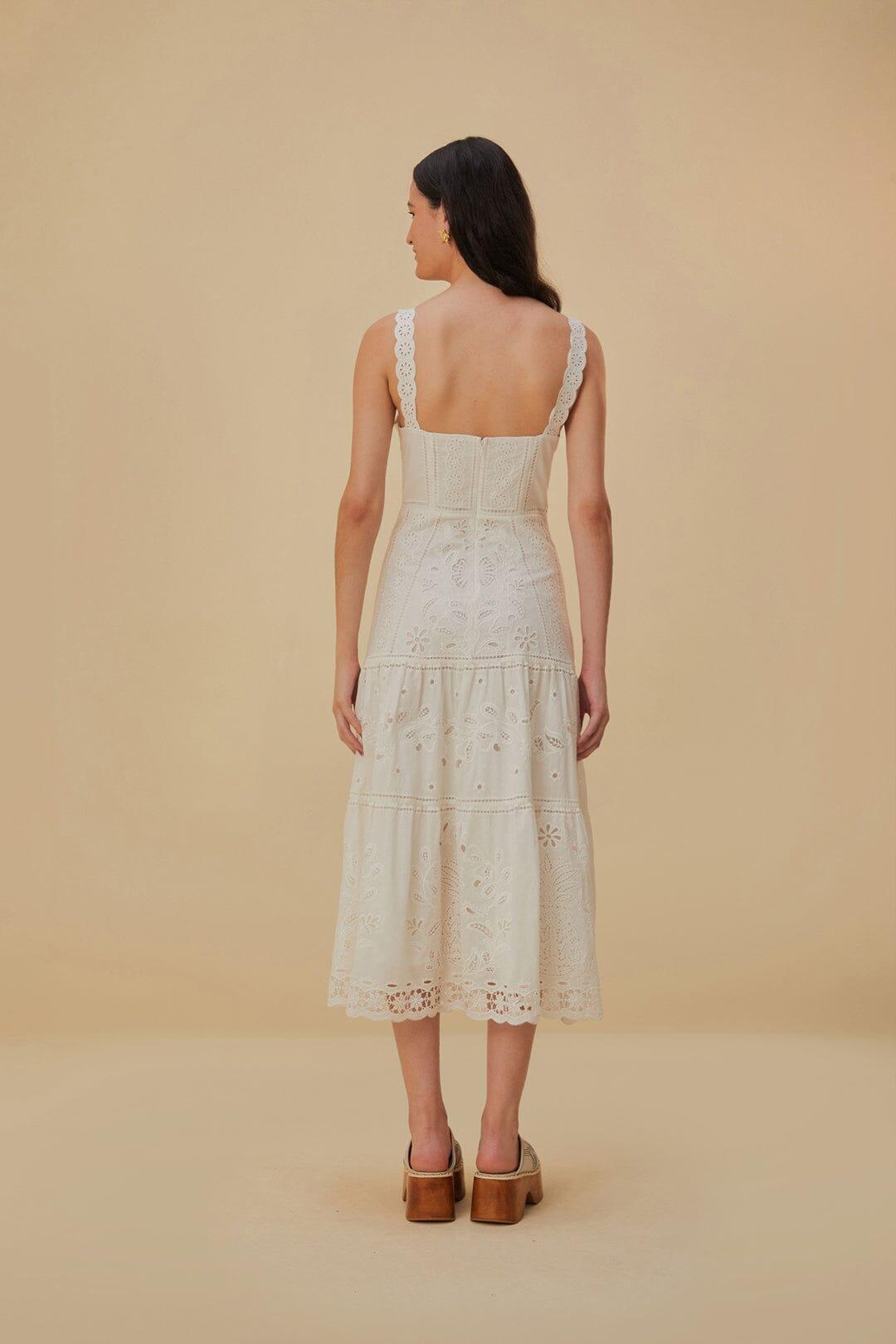 White Richelieu Sleeveless Midi Dress Product Image