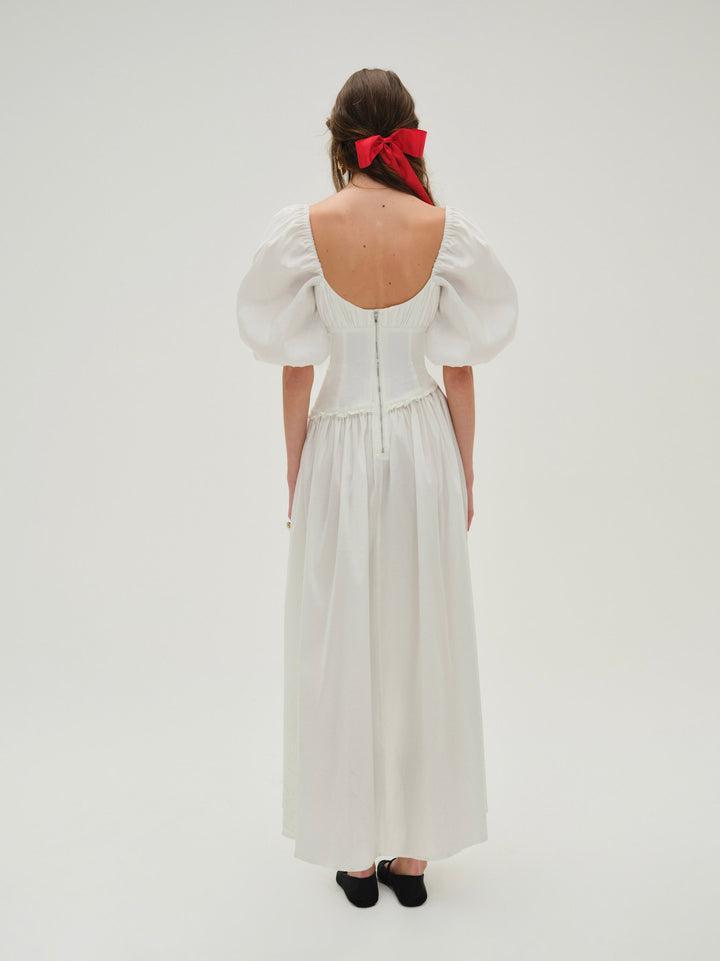 Whipped Cream Taffeta Maxi Dress — White Product Image