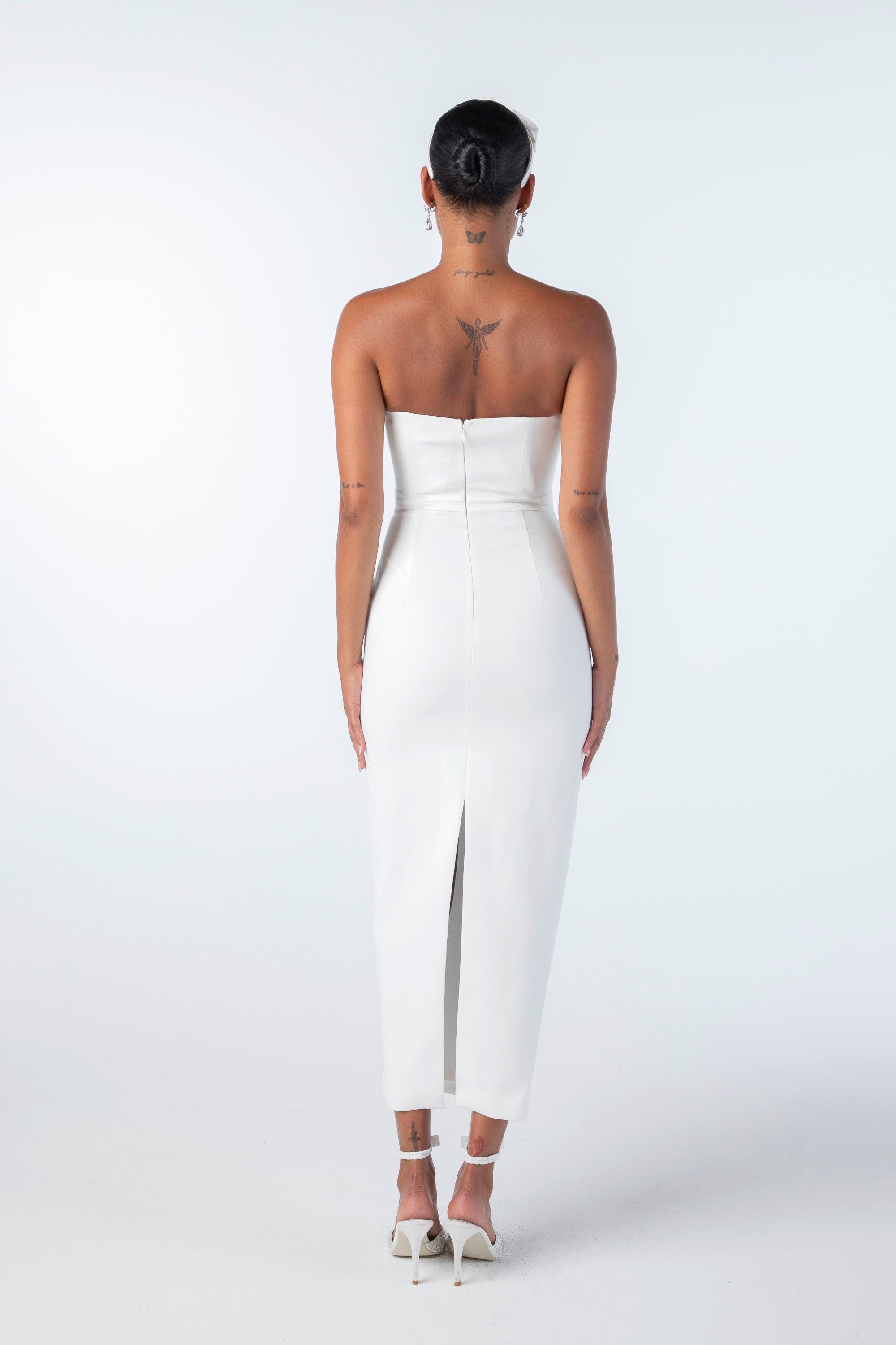 Demi Bow Dress (White) Product Image