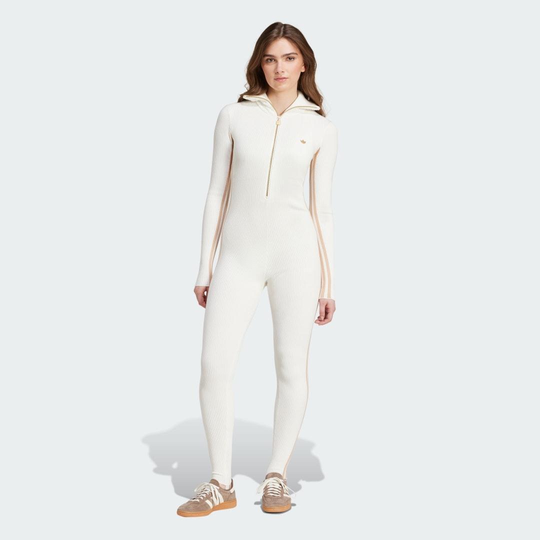 adidas Premium Knit Jumpsuit Off White S Womens Product Image