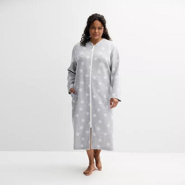 Plus Size Croft & Barrow Quilted Zip Long Robe, Womens Product Image