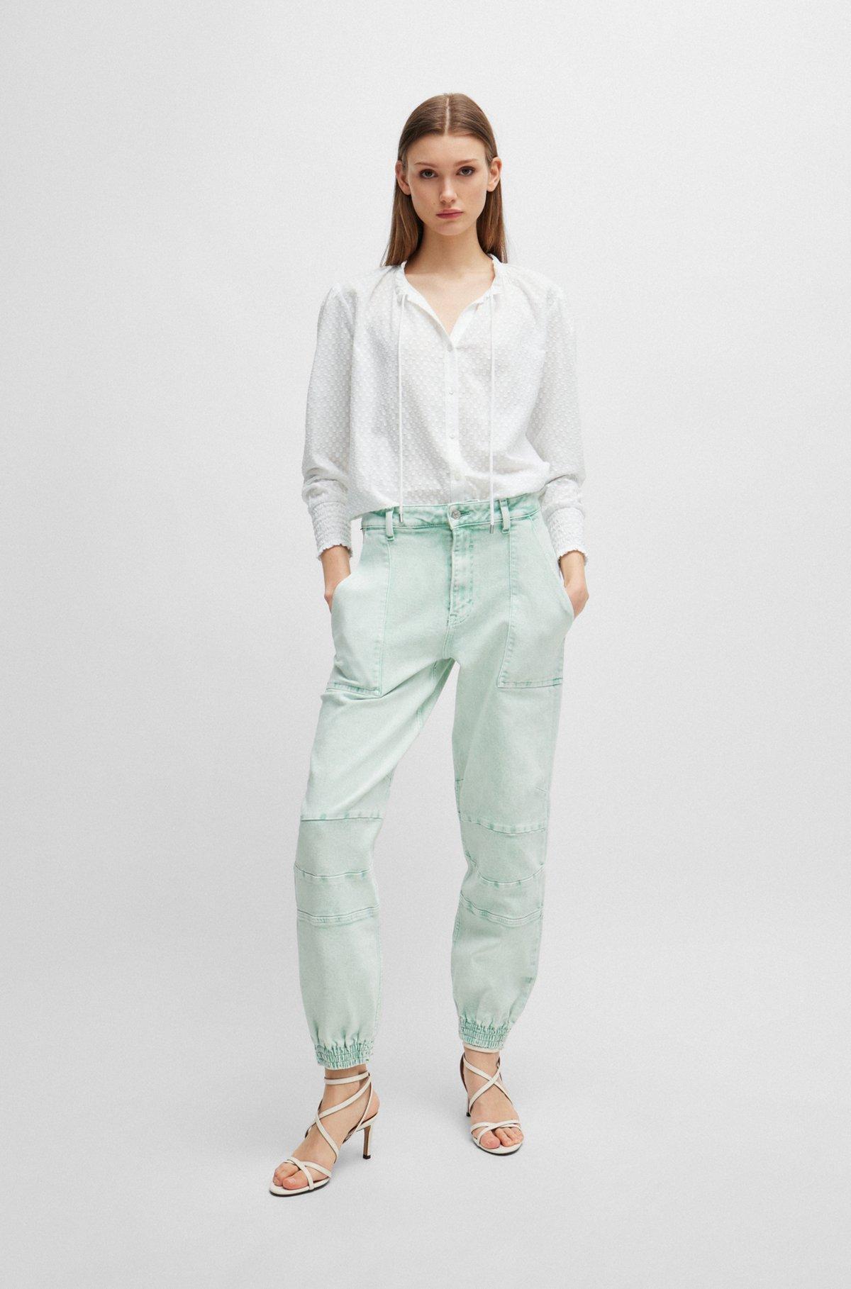 Cuffed relaxed-fit cargo jeans in rigid denim Product Image