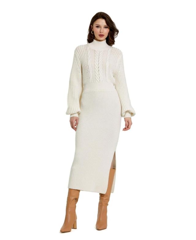 Womens Ribbed Merino Wool Midi-Dress Product Image