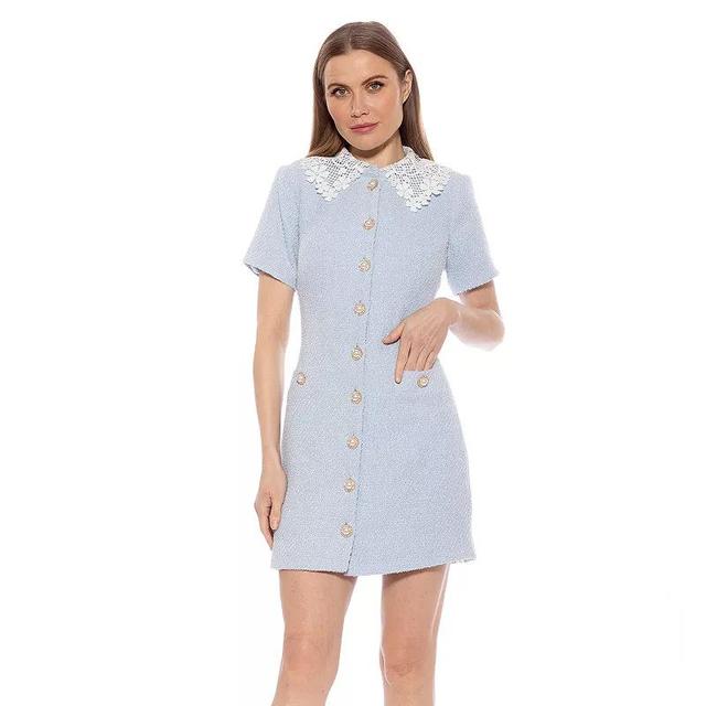 Womens ALEXIA ADMOR Grady Tweed Button-Down Lace Detail Dress Product Image