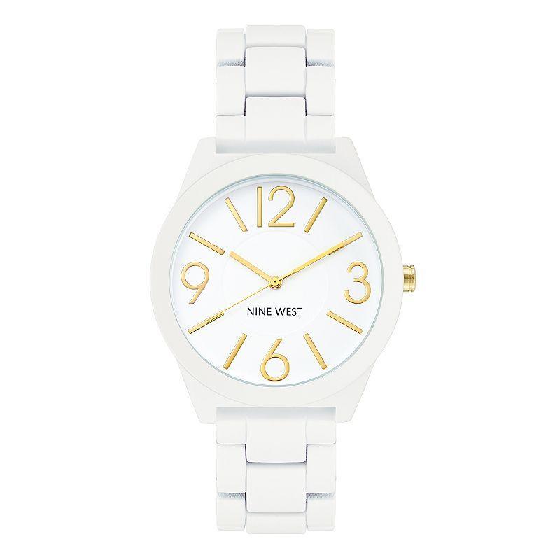 Nine West Womens White Rubberized Link Watch Product Image