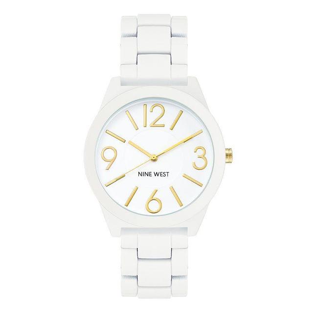 Nine West Womens Quartz Matte White Alloy Link Bracelet Watch, 42mm Product Image