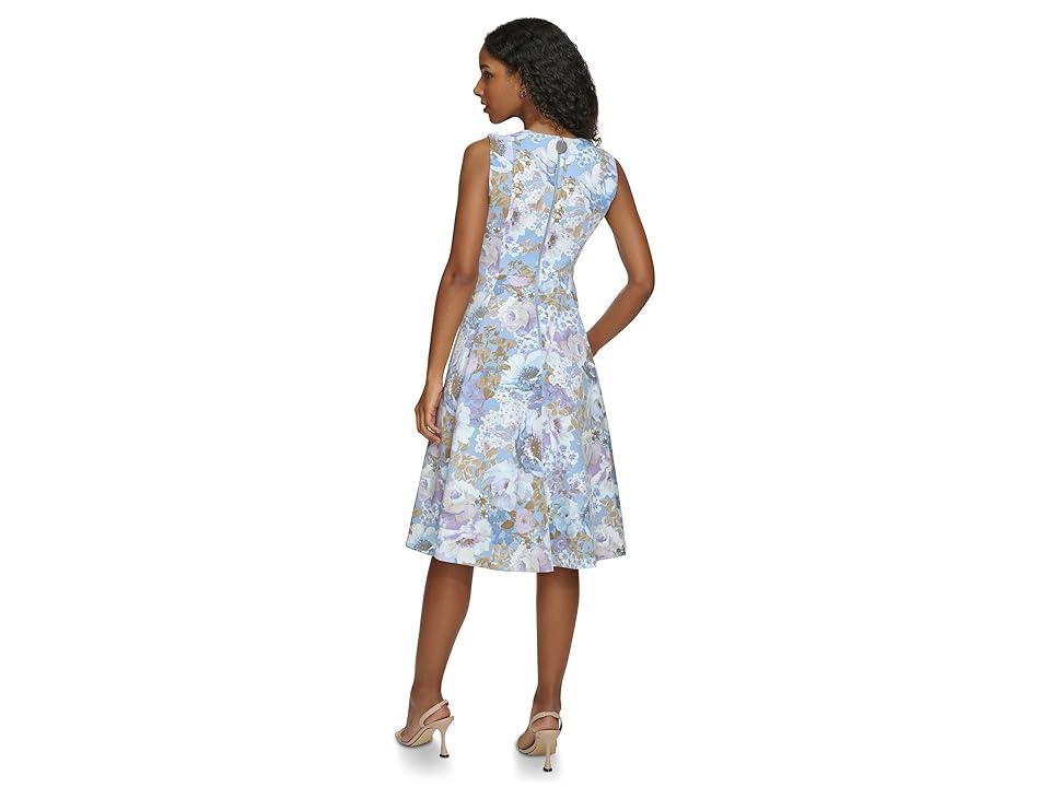 Calvin Klein A-Line Printed Scuba Dress (Serene Multi) Women's Dress Product Image