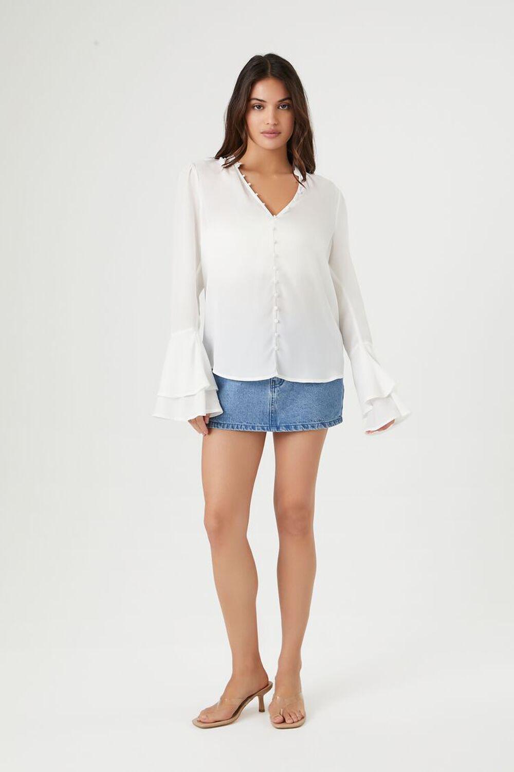 Sheer Bell-Sleeve Top | Forever 21 Product Image