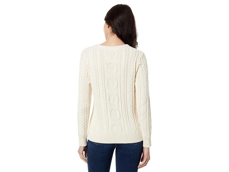 L.L.Bean Petite Soft Cotton Fisherman Crew Neck (Cream) Women's Clothing Product Image