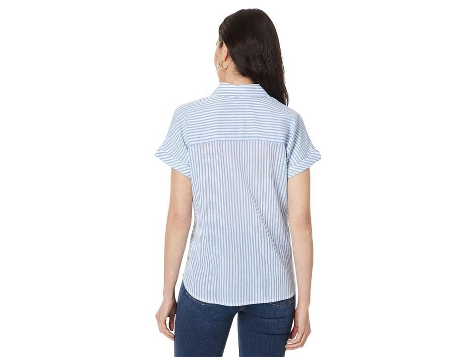 Tommy Hilfiger Short Sleeve Stripe Camp Shirt Haze Multi) Women's Clothing Product Image