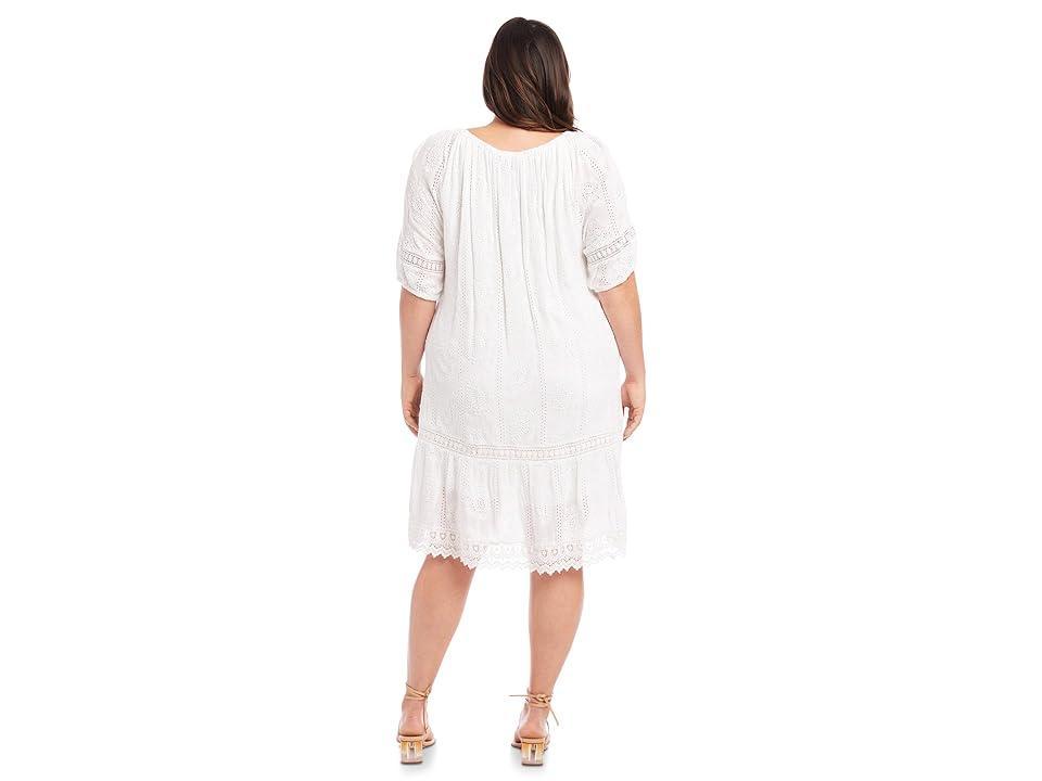 Karen Kane Plus Size Short Sleeve Embroidered Dress (Off Women's Dress Product Image