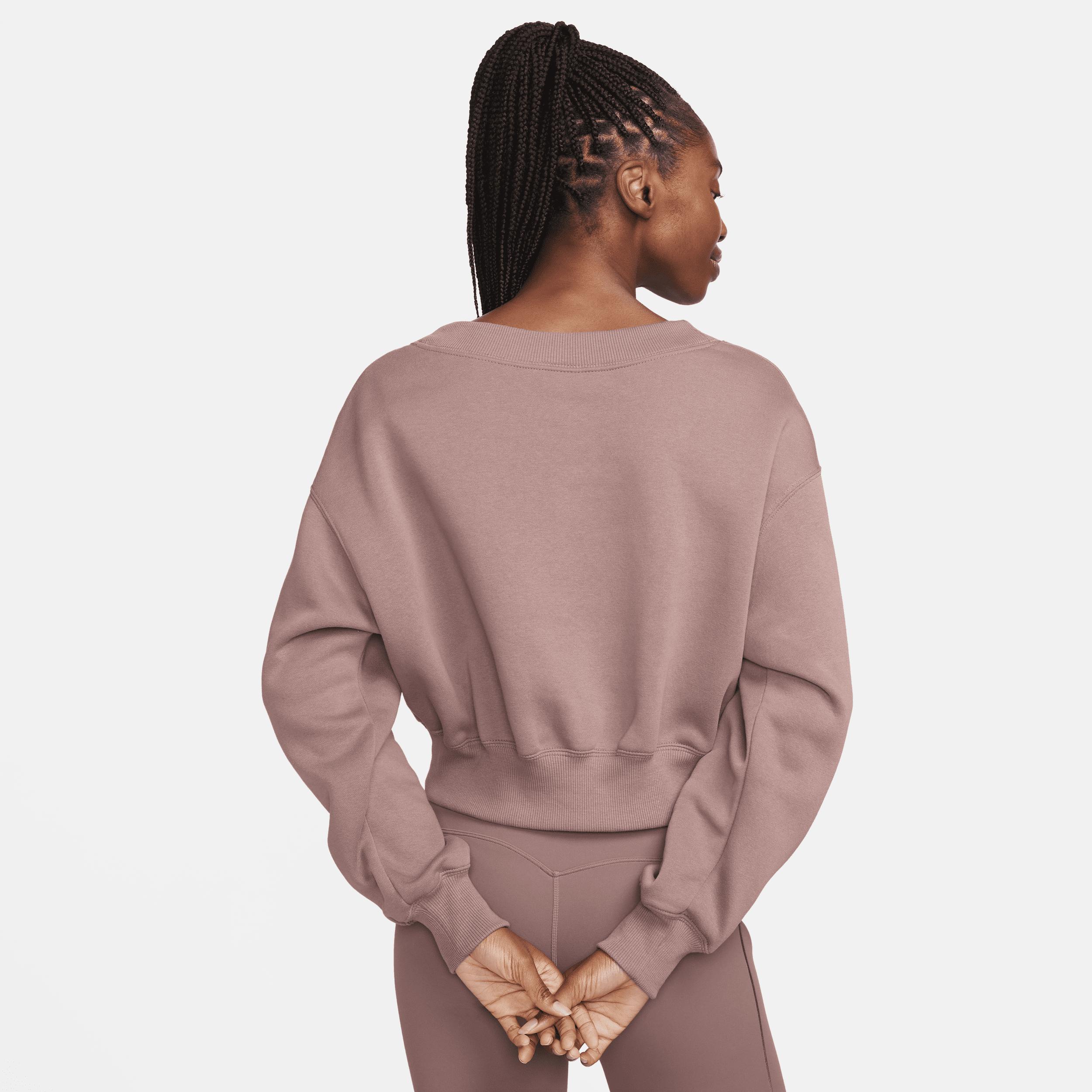 Nike mini swoosh v-neck cropped sweatshirt in smokey mauve Product Image