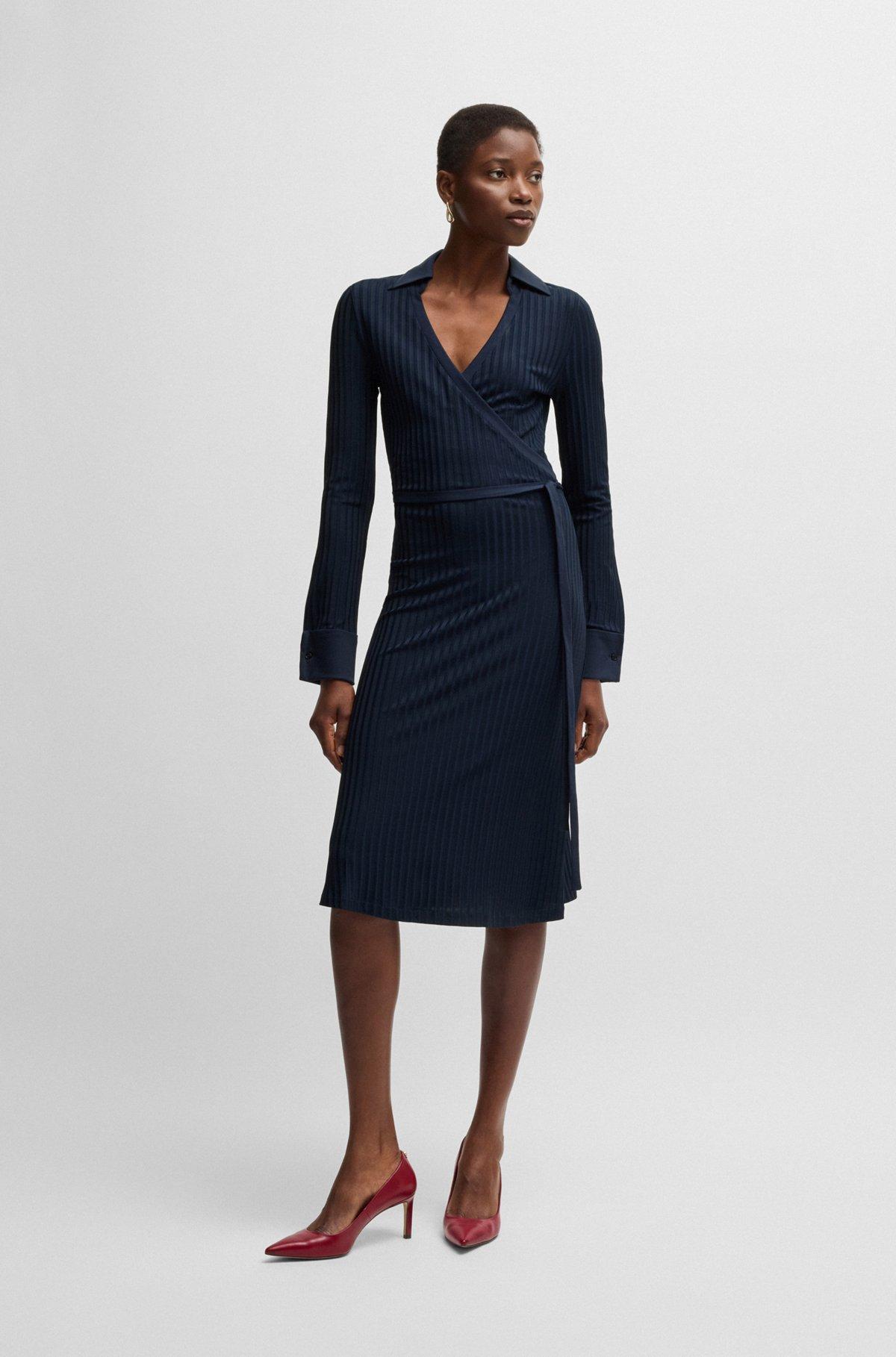 Wrap dress in lustrous ribbed jersey Product Image