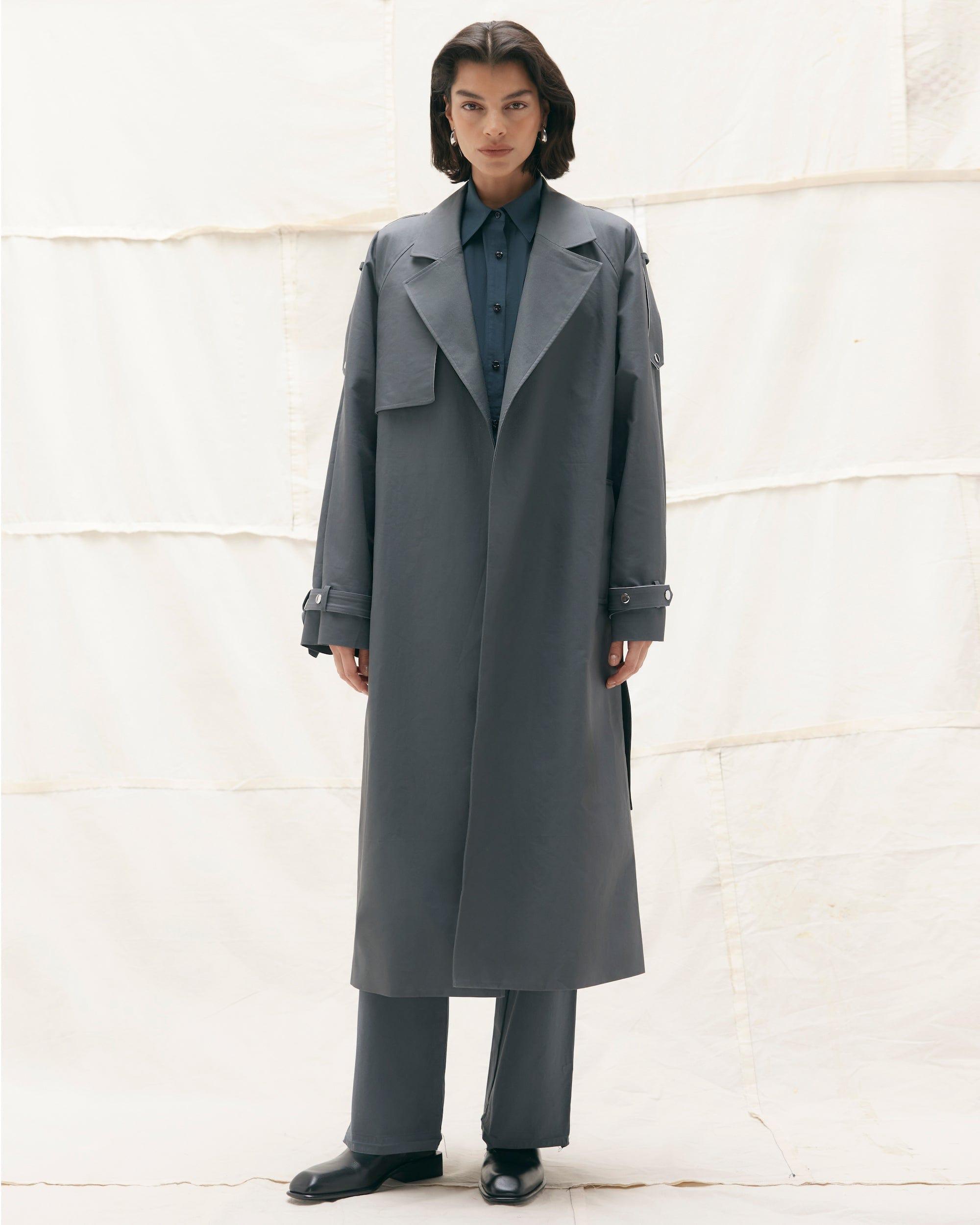 Rhea Contrast Trim Trench Coat Product Image