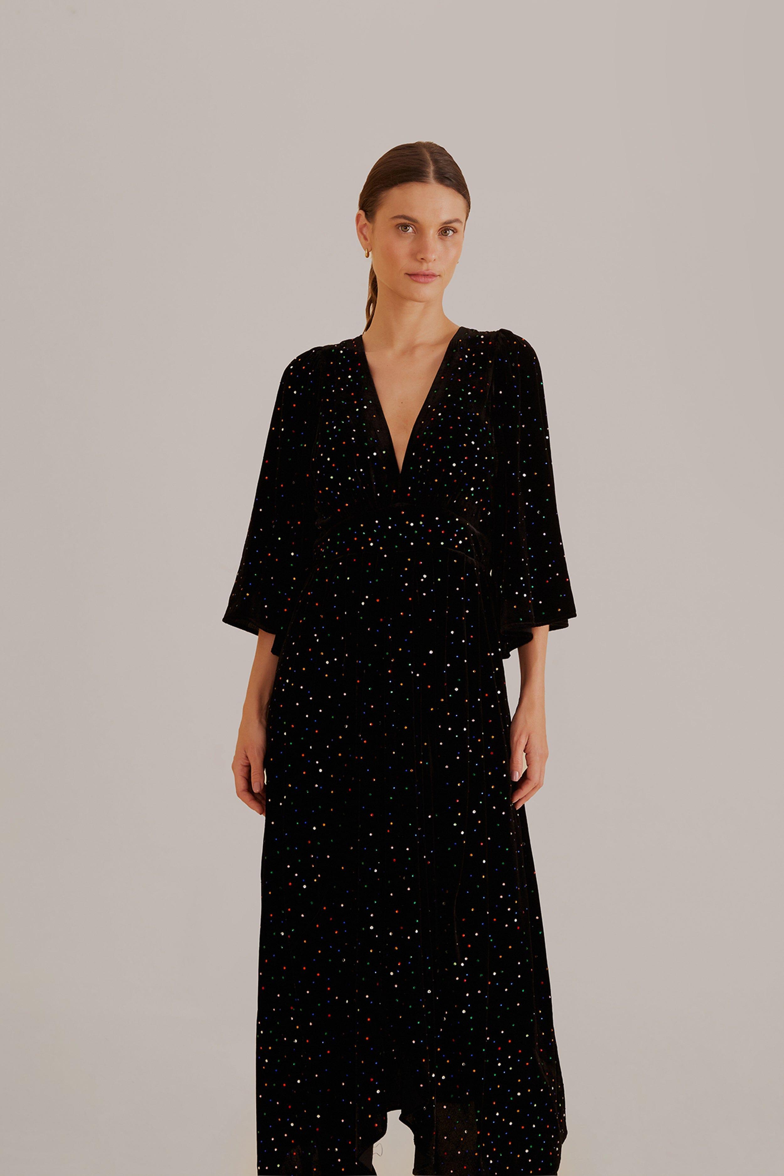 Black Velvet  Short Sleeve Midi Dress Product Image