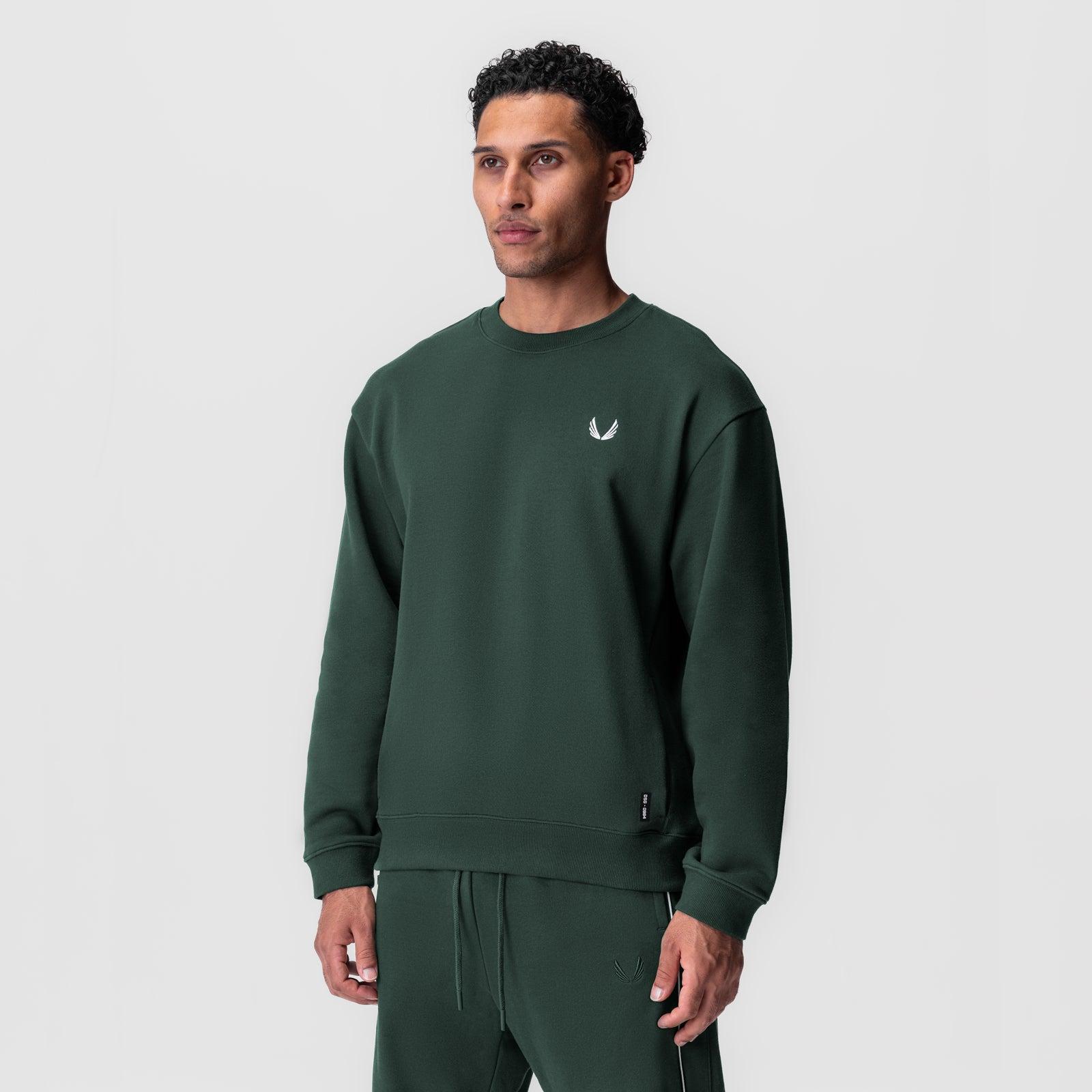 0984. Herringbone Terry Crewneck - Forest Green Product Image