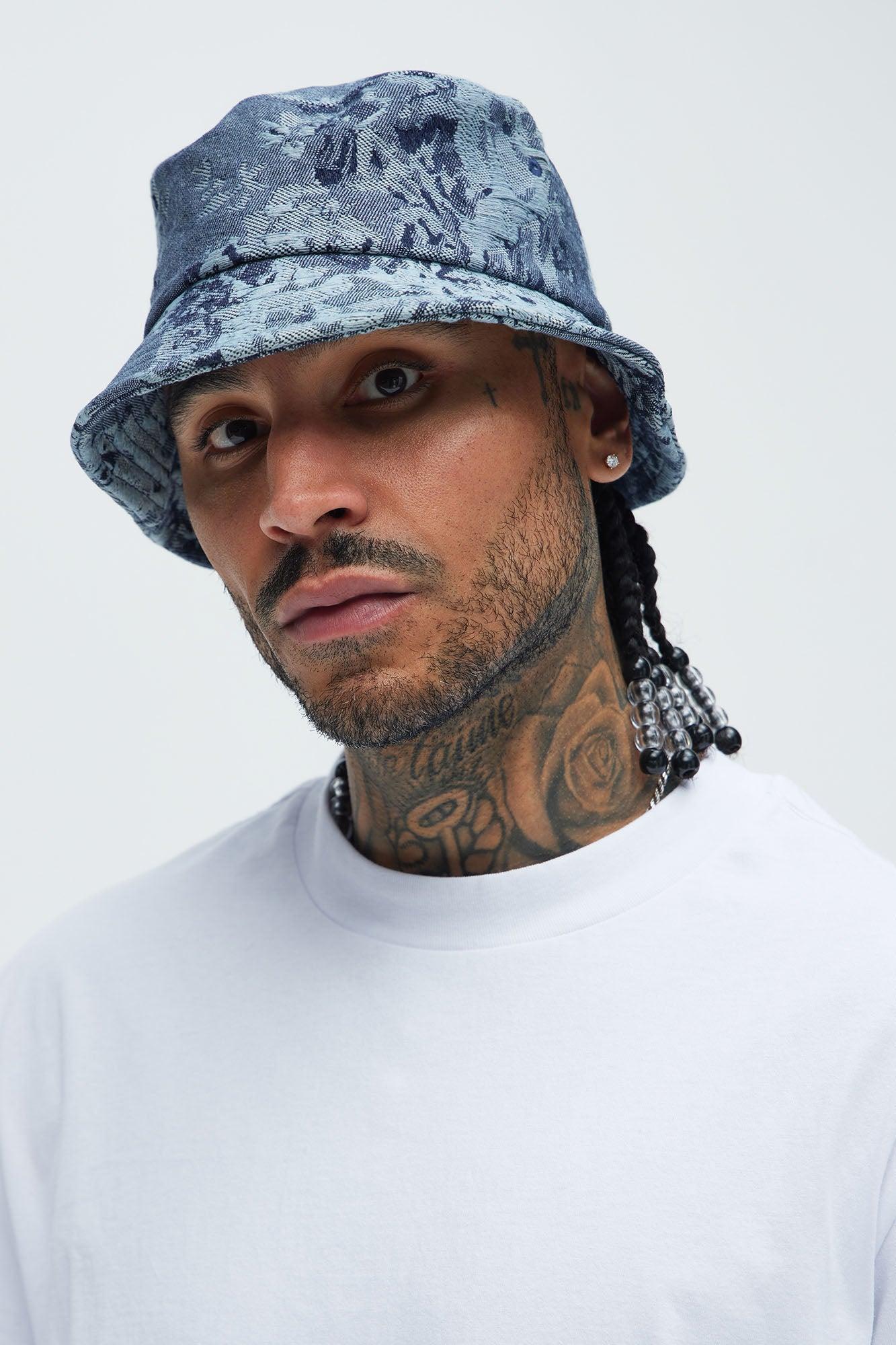 Jacquard Denim Bucket Hat - Blue Product Image