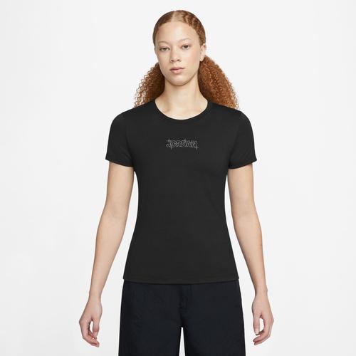 Jordan Womens Jordan Slim Graphic Short Sleeve T-Shirt - Womens Black/Smoke Gray Product Image