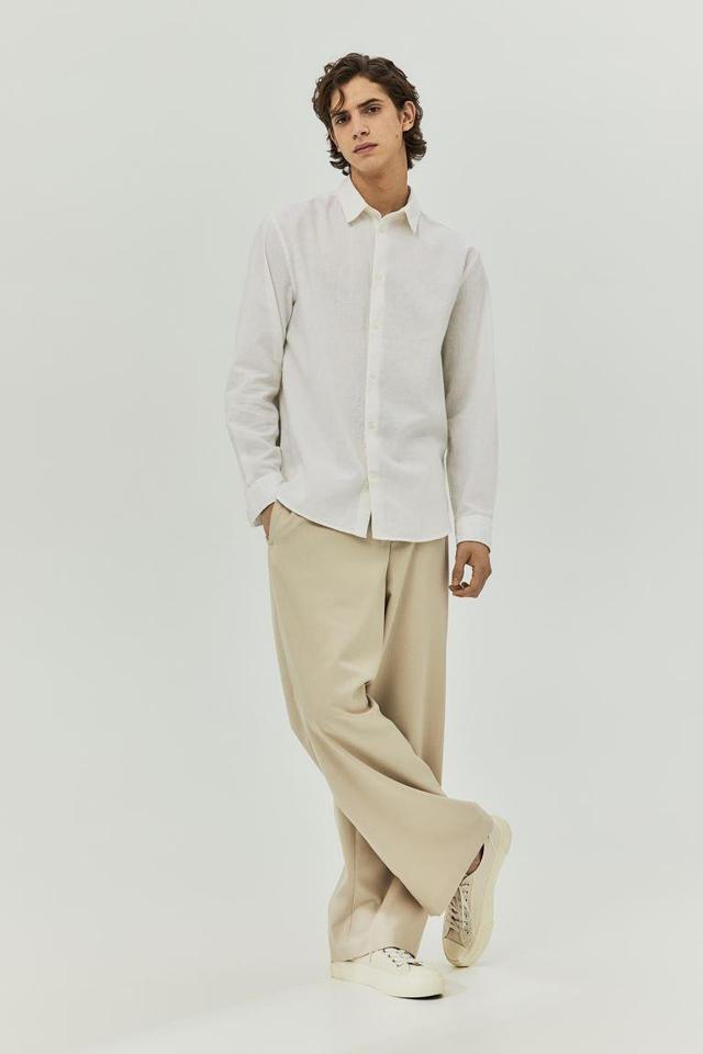 Regular Fit Linen-blend Shirt Product Image