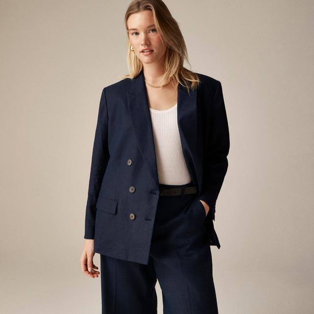 Double-breasted blazer in stretch linen blend Product Image