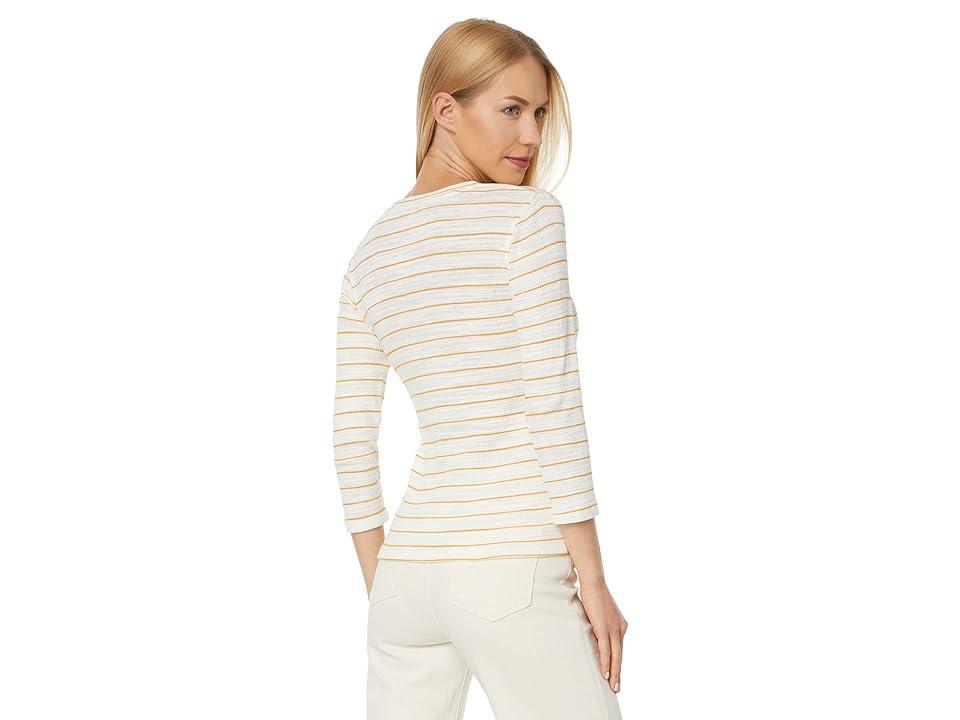 Vince Striped 3/4 Sleeve Tank (Off-White/Papaya) Women's Clothing Product Image