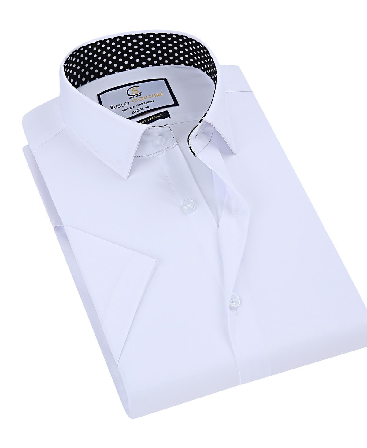 Suslo Couture Mens Slim Fit Performance Short Sleeves Solid Button Down Shirt Product Image