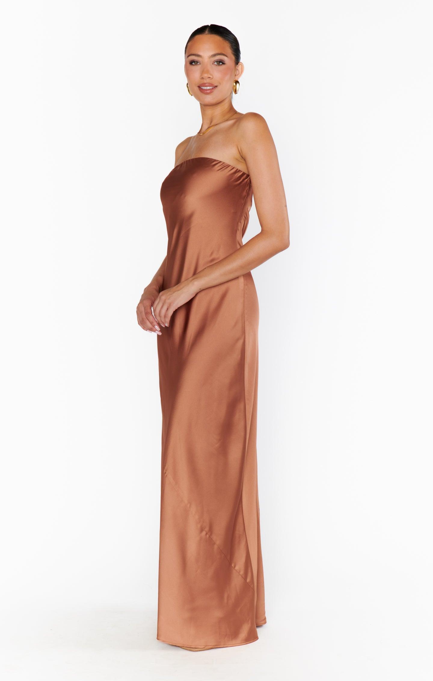 Taylor Tube Maxi Dress ~ Copper Luxe Satin Product Image