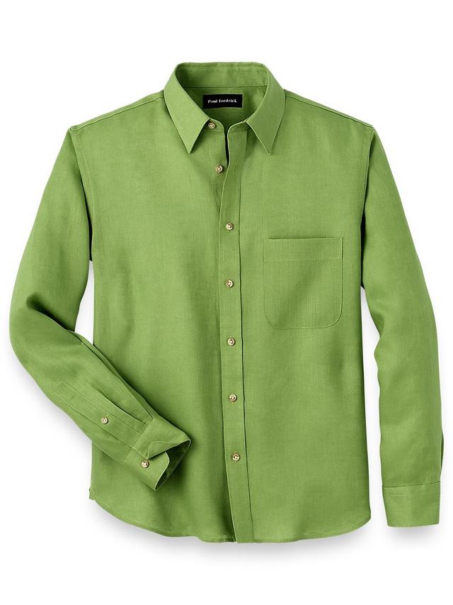 Slim Fit Linen Solid Casual Shirt Product Image