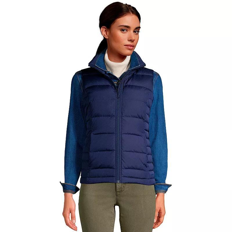 Petite Lands End Winter Down Puffer Vest, Womens Deep Blue Product Image